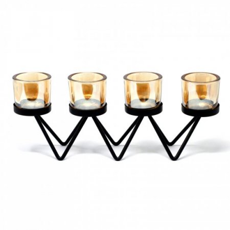 (image for) Centrepiece Iron Votive Candle Holder - 4 Cup Zig Zag
