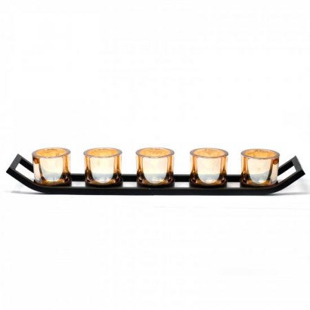 (image for) Centrepiece Iron Votive Candle Holder - 5 Cup Ledge