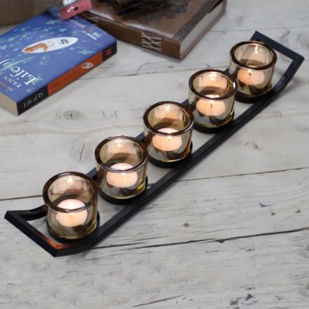 (image for) Centrepiece Iron Votive Candle Holder - 5 Cup Ledge
