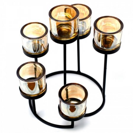 (image for) Centrepiece Iron Votive Candle Holder - 6 Cup Circule Tree