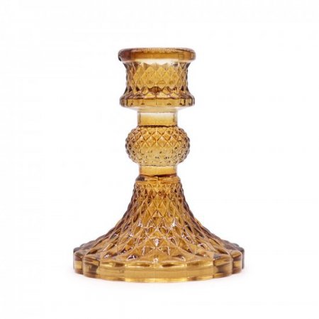 (image for) Vintage Dinner Candle Holder - Antique Amber