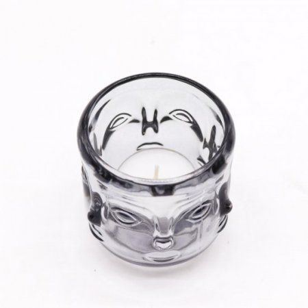 (image for) Buddha Faces Candle Jar - Midnight Grey