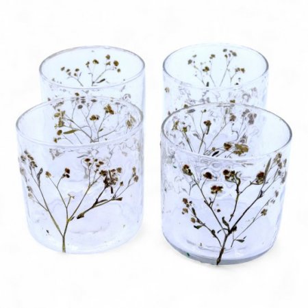 (image for) Natural Floral Glass - Straight Candle Holder - Margarita - (8x8cm)