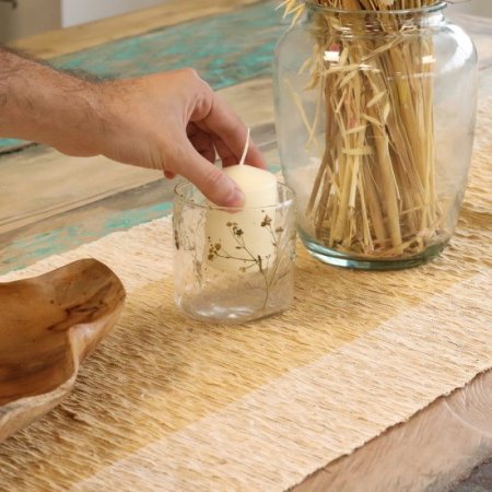 (image for) Natural Floral Glass - Straight Candle Holder - Margarita - (8x8cm)