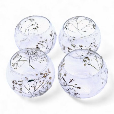 (image for) Natural Floral Glass - Bowl Candle Holder - Margarita - (8x10cm)
