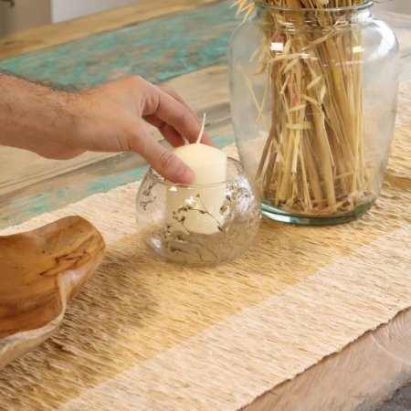 (image for) Natural Floral Glass - Bowl Candle Holder - Margarita - (8x10cm)