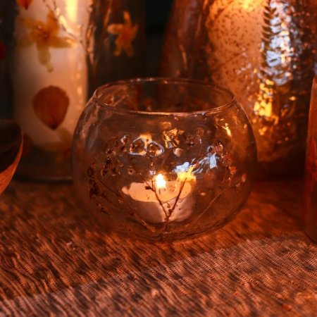 (image for) Natural Floral Glass - Bowl Candle Holder - Margarita - (8x10cm)