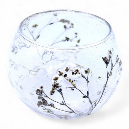 (image for) Natural Floral Glass - Bowl Candle Holder - Margarita - (8x10cm)
