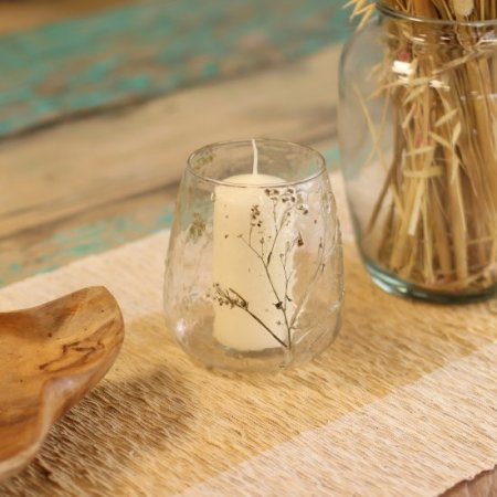 (image for) Natural Floral Glass - Vase Candle Holder - Margarita - (12x11cm)