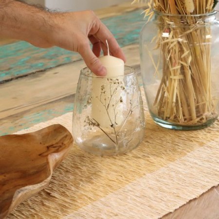 (image for) Natural Floral Glass - Vase Candle Holder - Margarita - (12x11cm)