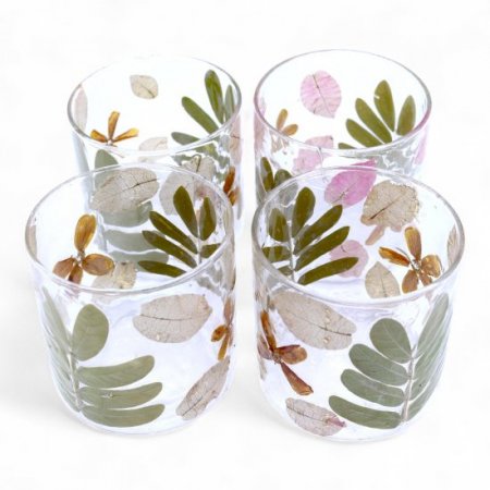 (image for) Natural Floral Glass - Straight Candle Holder - Primavera - (8x8cm)