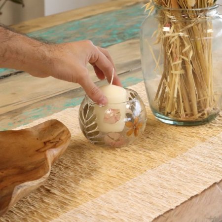 (image for) Natural Floral Glass - Bowl Candle Holder - Primavera - (8x10cm)