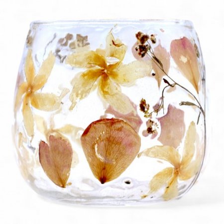 (image for) Natural Floral Glass - Straight Candle Holder - Rosa - (8x8cm)