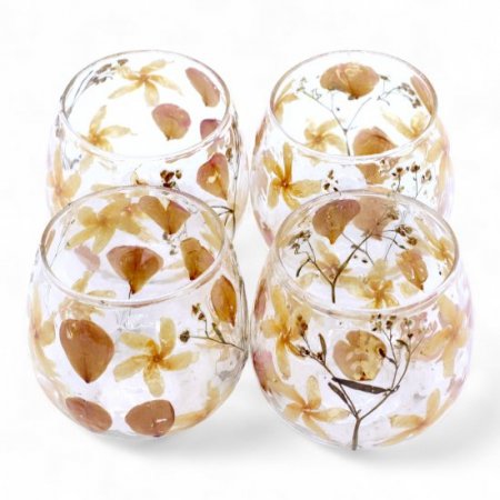 (image for) Natural Floral Glass - Straight Candle Holder - Rosa - (8x8cm)