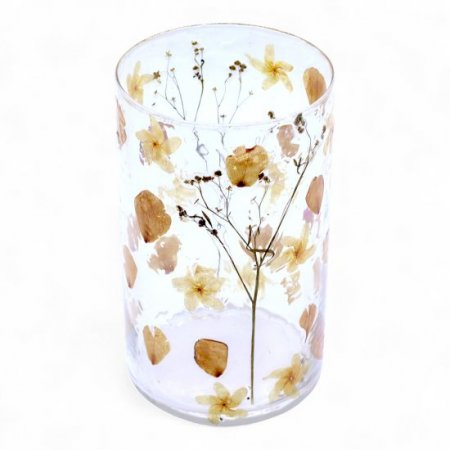 (image for) Natural Floral Glass - Tall Vase Candle Holder - Rose - (19x11cm)
