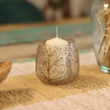 (image for) Natural Floral Glass - Straight Candle Holder - Pino - (10x9cm)