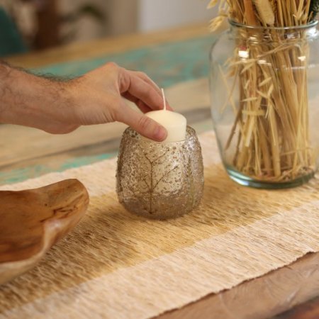 (image for) Natural Floral Glass - Straight Candle Holder - Pino - (10x9cm)