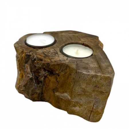 (image for) Petrified Wood Candle Holder - Double
