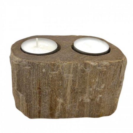 (image for) Petrified Wood Candle Holder - Double