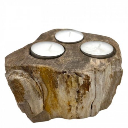 (image for) Petrified Wood Candle Holder - Triple