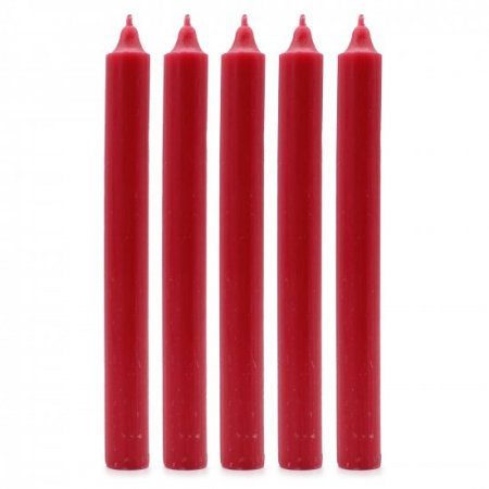 (image for) Solid Colour Dinner Candle Set - Pack of 21 - Rustic Red