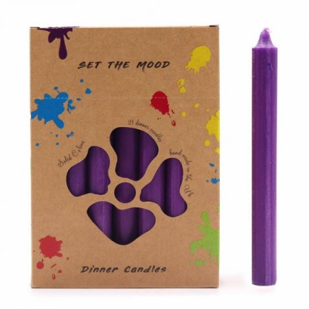 (image for) Solid Colour Dinner Candle Set - Pack of 21 - Rustic Purple