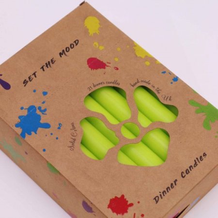 (image for) Solid Colour Dinner Candle Set - Pack of 21 - Rustic Lime Green