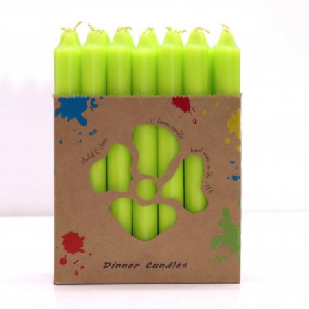 (image for) Solid Colour Dinner Candle Set - Pack of 21 - Rustic Lime Green