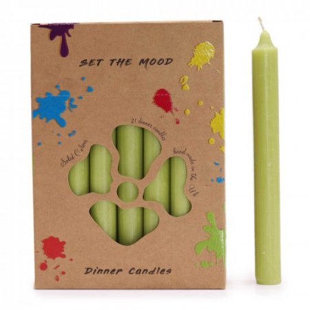 (image for) Solid Colour Dinner Candle Set - Pack of 21 - Rustic Olive