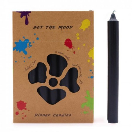 (image for) Solid Colour Dinner Candle Set - Pack of 21 - Rustic Black