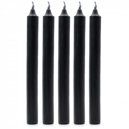 (image for) Solid Colour Dinner Candle Set - Pack of 21 - Rustic Black