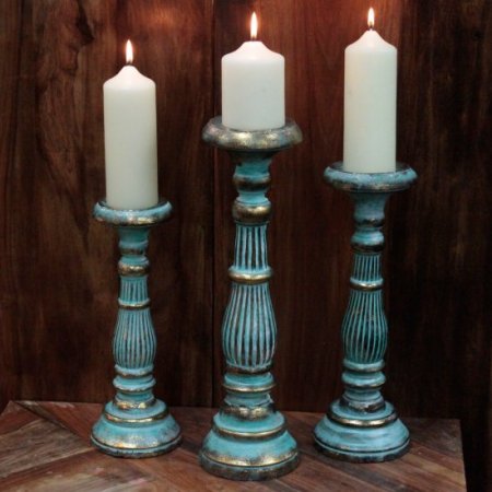 (image for) Medium Candle Stand - Turquois Gold