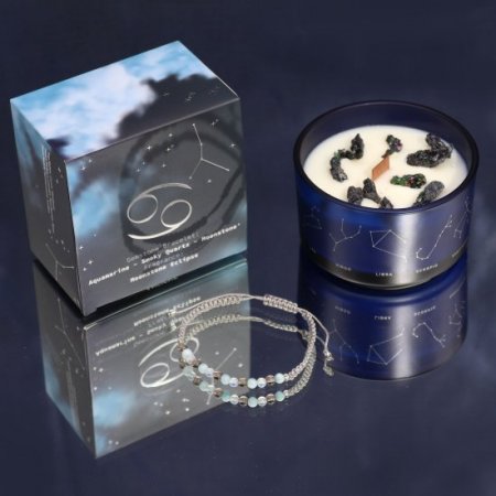 (image for) Zodiac Crystal Candle with Bracelet - Cancer