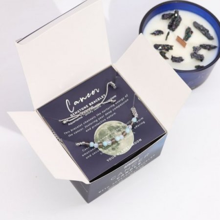 (image for) Zodiac Crystal Candle with Bracelet - Cancer