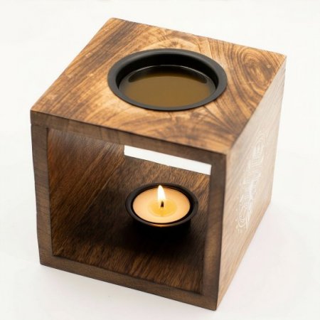 (image for) Large Square Mango Wood Oil Burner - Moon Goddess