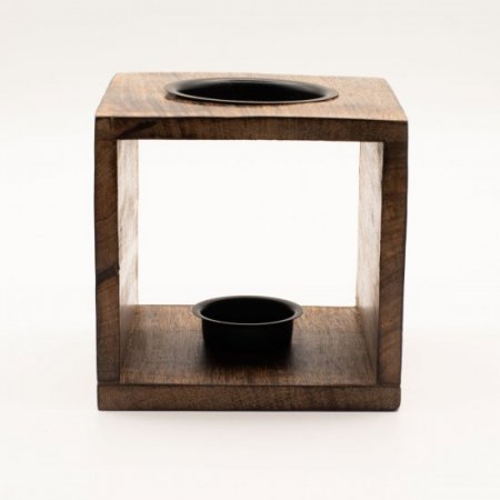 (image for) Large Square Mango Wood Oil Burner - Tree of Life