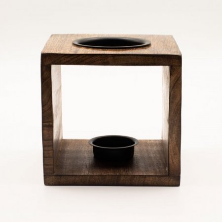 (image for) Large Square Mango Wood Oil Burner- Pentagon