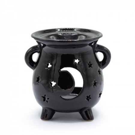 (image for) Cauldron Oil Burner - Moon & Stars - Black