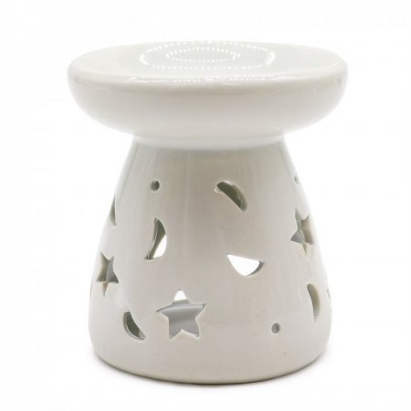 (image for) Lrg Classic White Oil Burner - Moon & Star