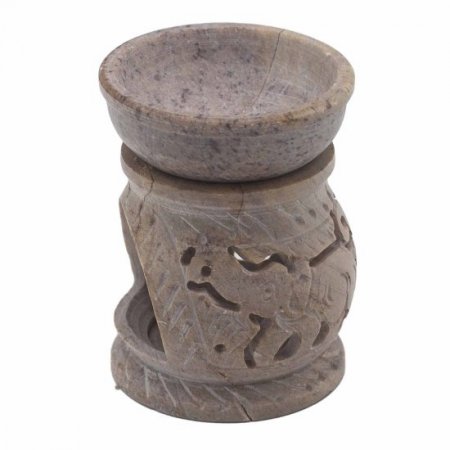 (image for) Small Soapstone Oil Burner 8cm - Elephant