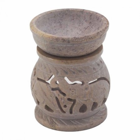 (image for) Small Soapstone Oil Burner 8cm - Elephant