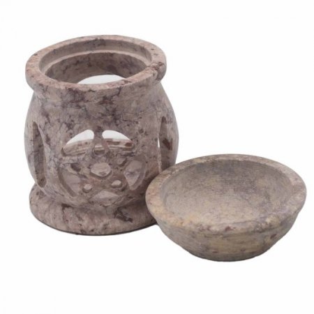 (image for) Small Soapstone Oil Burner 8cm - Three Moon Pentagon