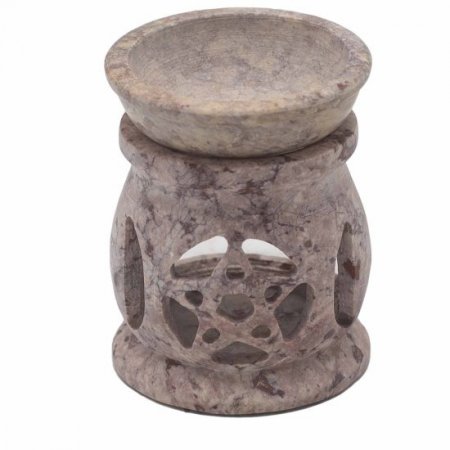 (image for) Small Soapstone Oil Burner 8cm - Three Moon Pentagon
