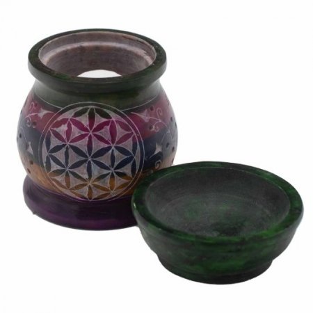 (image for) Soapstone Oil Burner 10cm - Flower of Life - Five Colours