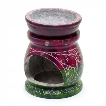 (image for) Small Coloured Soapstone Oil Burner 8cm - Om & Elephant