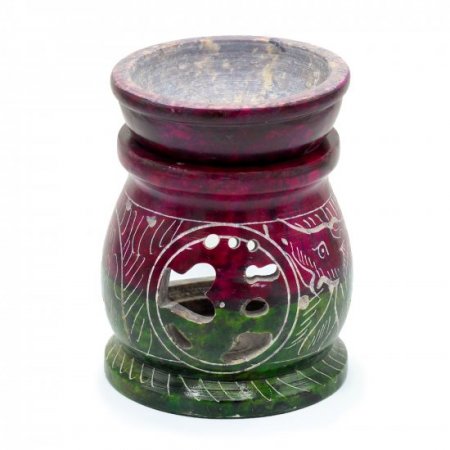 (image for) Small Coloured Soapstone Oil Burner 8cm - Om & Elephant