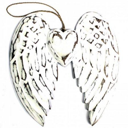 (image for) Hand Crafted Double Angel Wing & Heart - 24cm