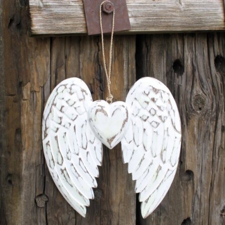 (image for) Hand Crafted Double Angel Wing & Heart - 24cm