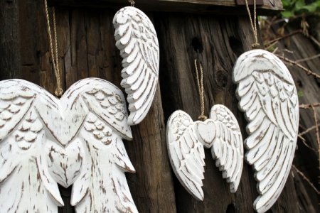 (image for) Hand Crafted Double Angel Wing & Heart - 24cm