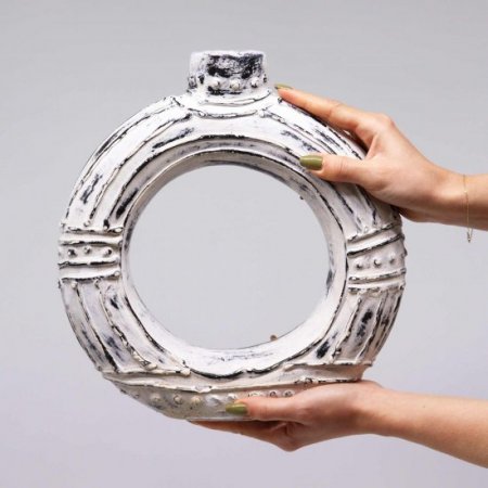 (image for) Round Donut Shaped Vase - Cream 30cm